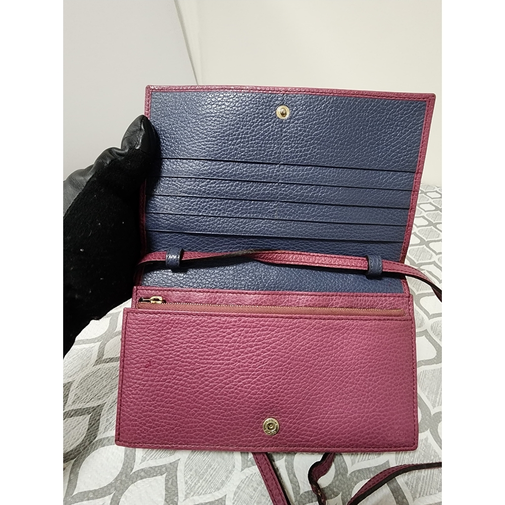 Gucci Pebble Leather Swing Crossbody Bag Magenta - Picture 12 of 12